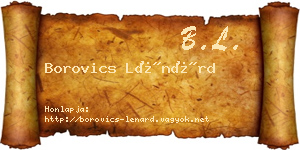Borovics Lénárd névjegykártya